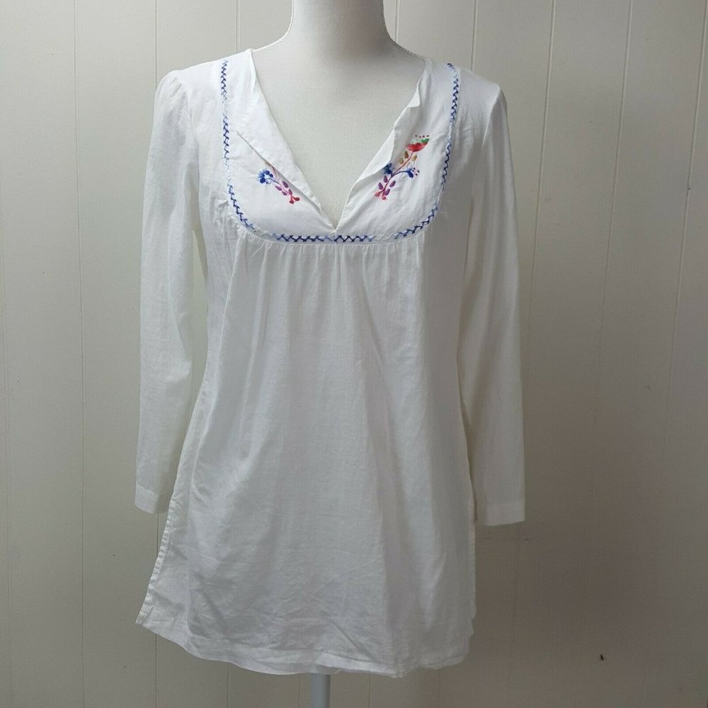 Aerie Embroidered Floral Boho Peasant Top